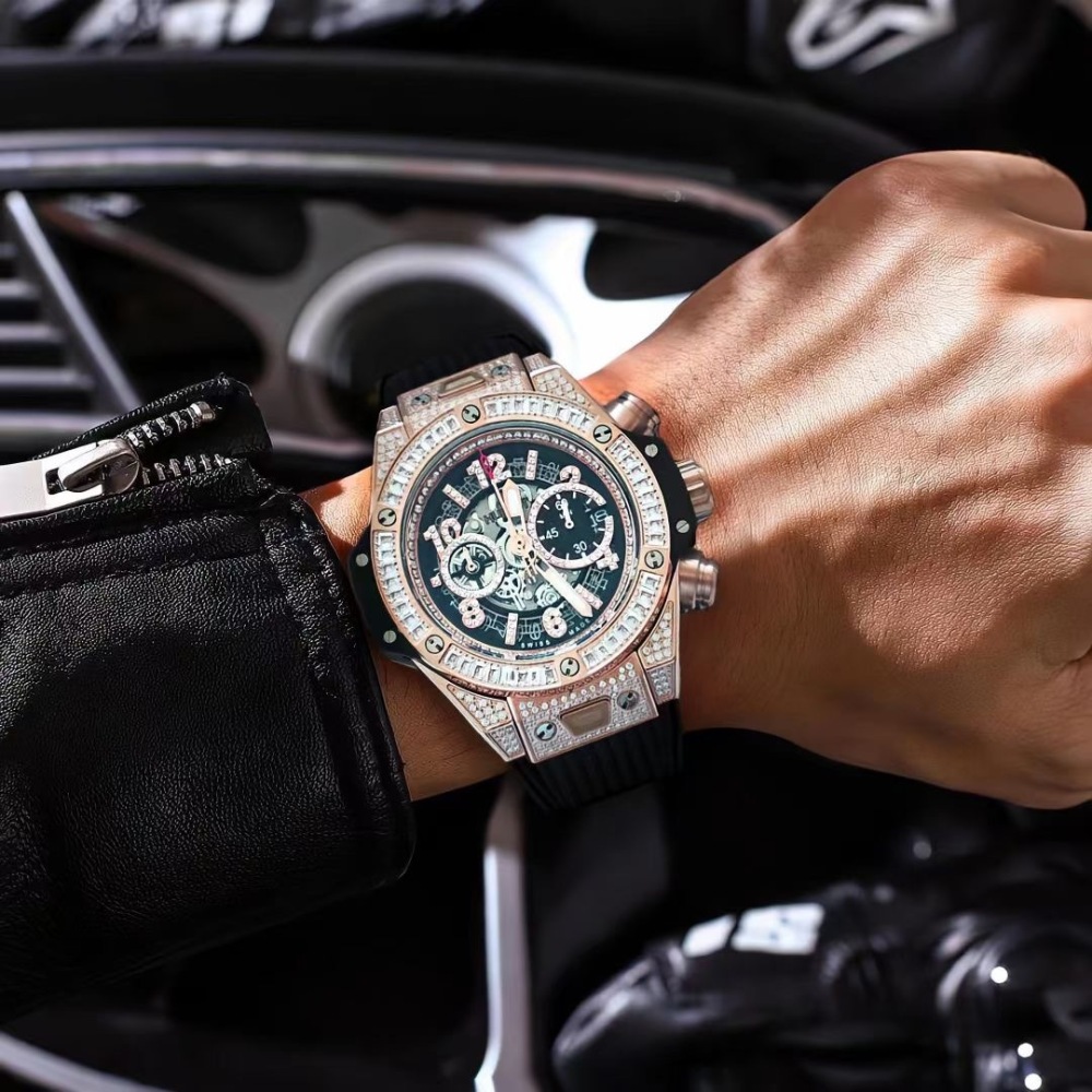 Men's Quartz Watch Chronograph 904L Stainless Steel 42mm-HB147