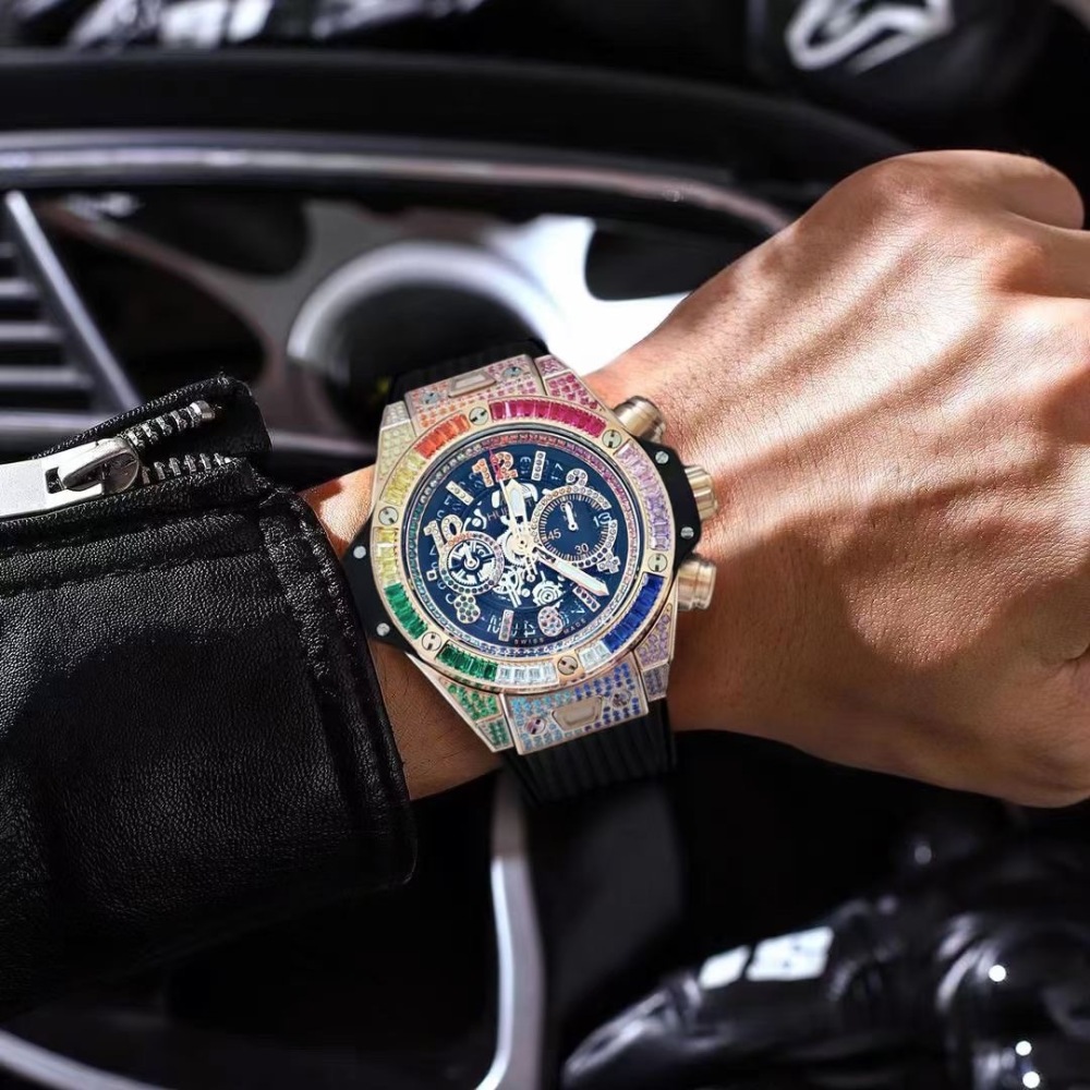 Men's Quartz Watch Chronograph 904L Stainless Steel 42mm-HB147