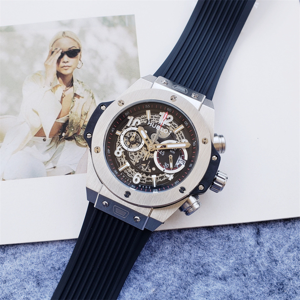 Men's Quartz Watch Chronograph 904L Stainless Steel 46mm-HB137