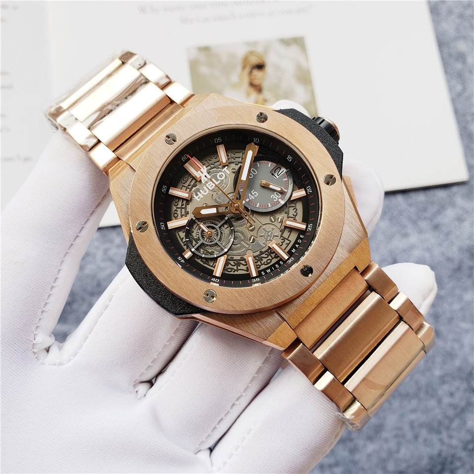 Men's Quartz Watch Chronograph 904L Stainless Steel 42mm-HB102