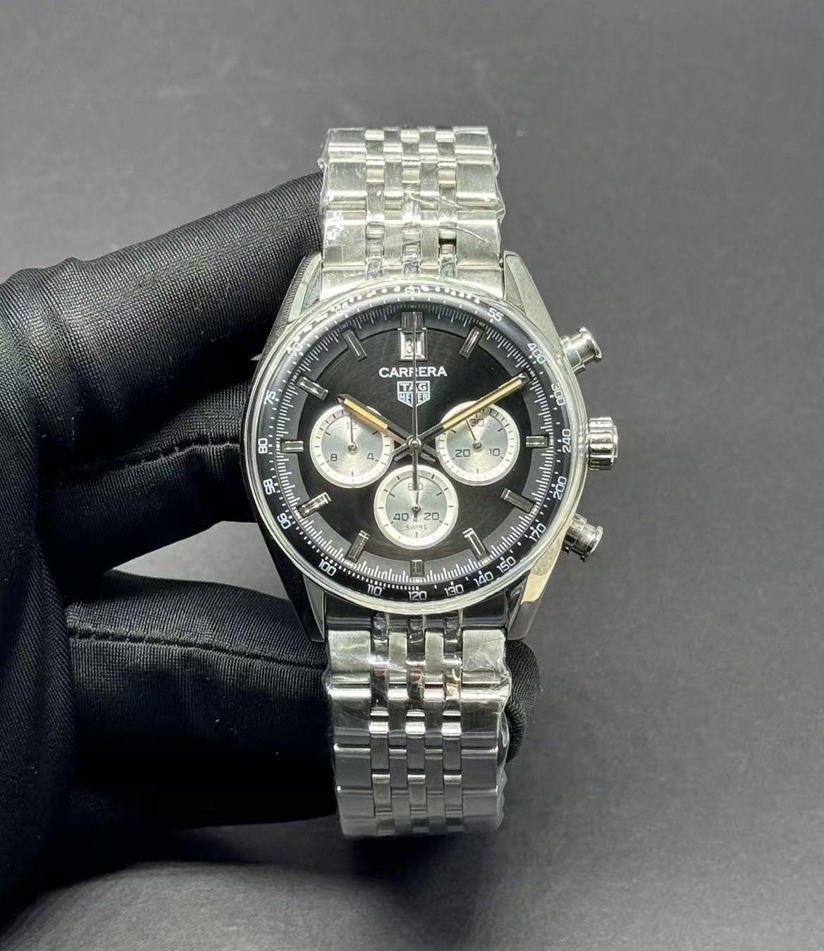 Men's Quartz Watch Chronograph 904L Stainless Steel 42mm-TAG380