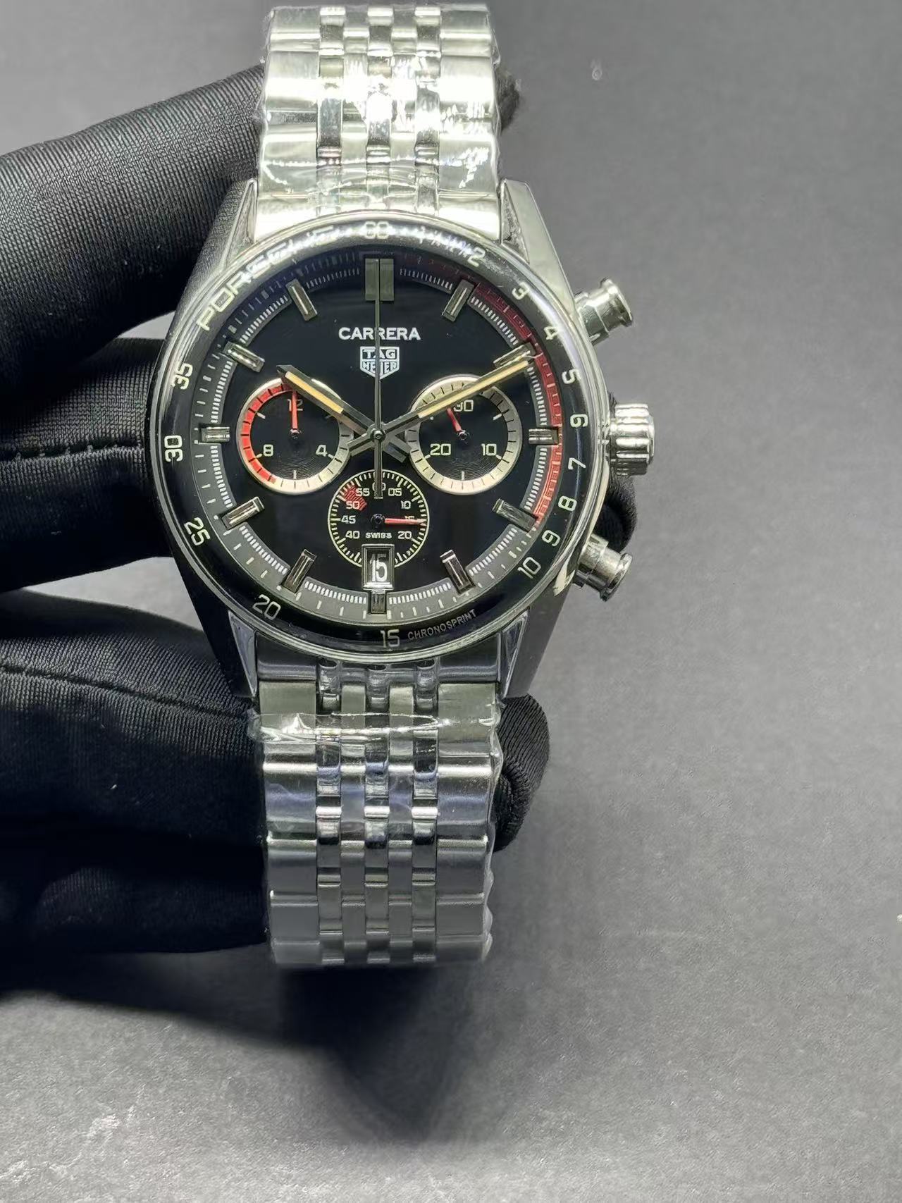 Men's Quartz Watch Chronograph 904L Stainless Steel 42mm-TAG380