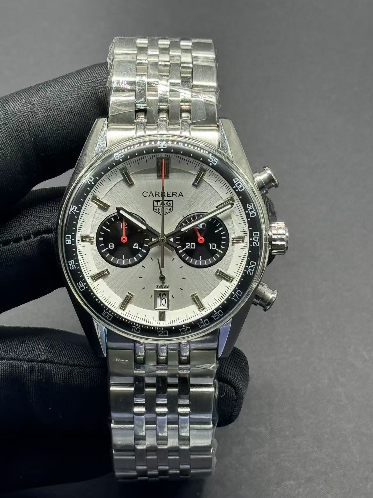 Men's Quartz Watch Chronograph 904L Stainless Steel 42mm-TAG380