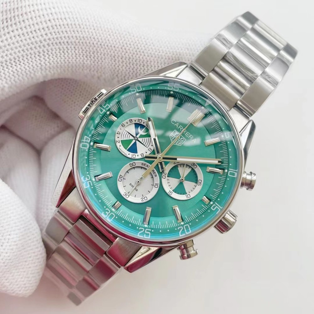 Men's Quartz Watch Chronograph 904L Stainless Steel 42mm-TAG390
