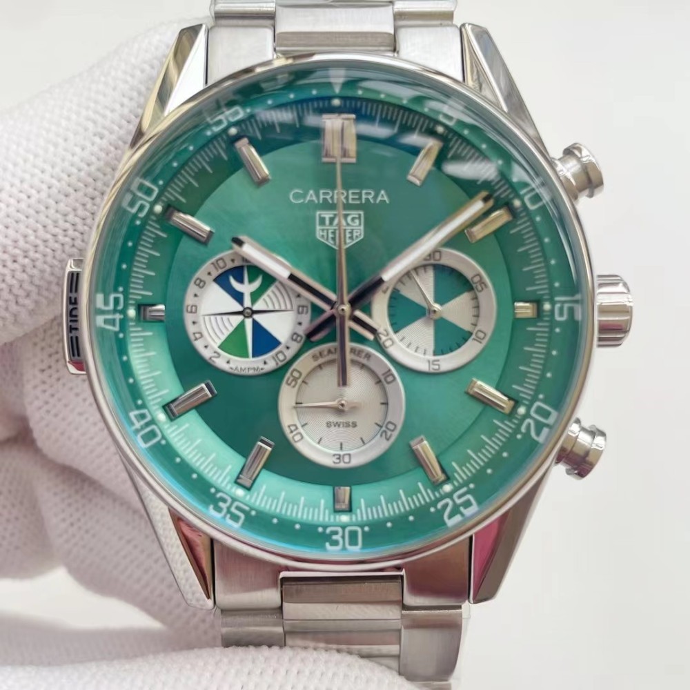 Men's Quartz Watch Chronograph 904L Stainless Steel 42mm-TAG390