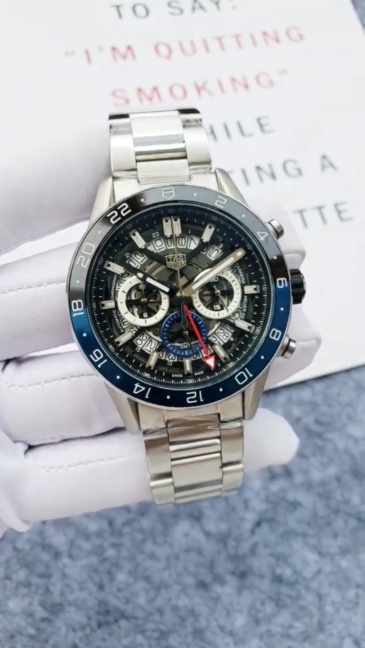 Men's Quartz Watch Chronograph 904L Stainless Steel 45mm-TAG208