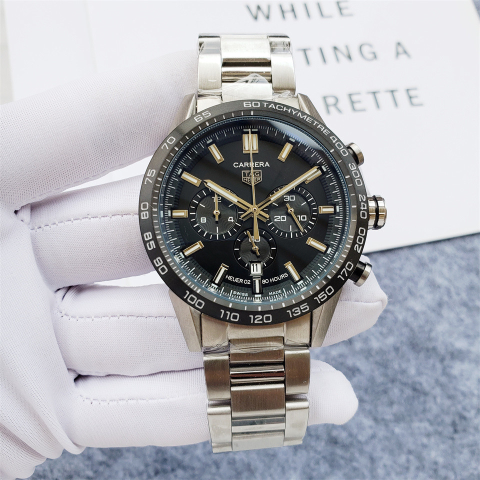 Men's Quartz Watch Chronograph 904L Stainless Steel 45mm-TAG207