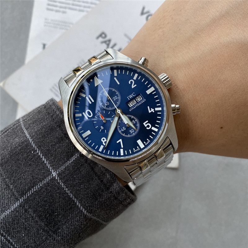 Men's Quartz Watch Chronograph 904L Stainless Steel 43mm-IC5