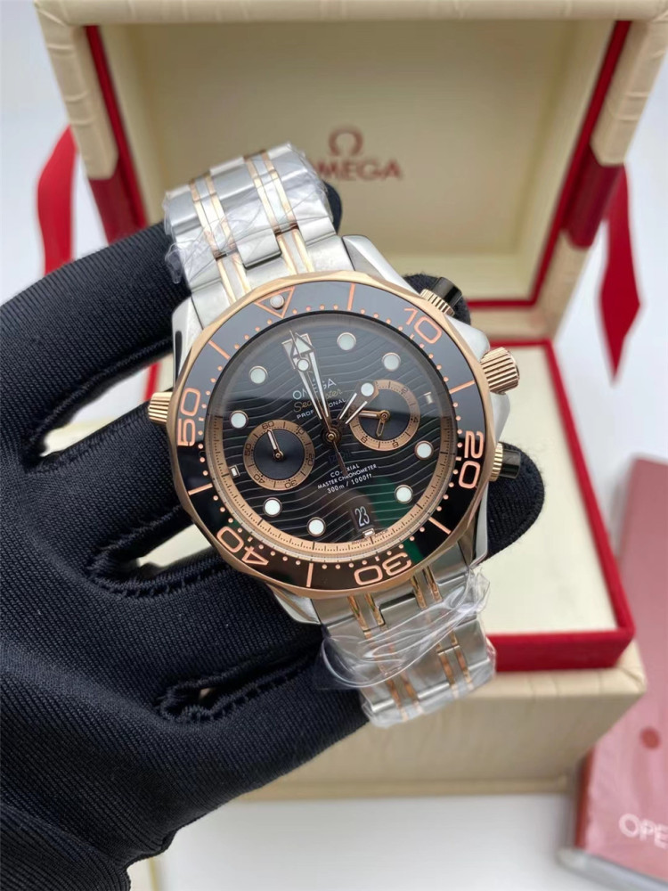 Men's Quartz Watch Chronograph 904L Stainless Steel 44mm-OG 90