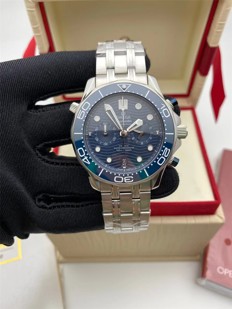 Men's Quartz Watch Chronograph 904L Stainless Steel 44mm-OG 90