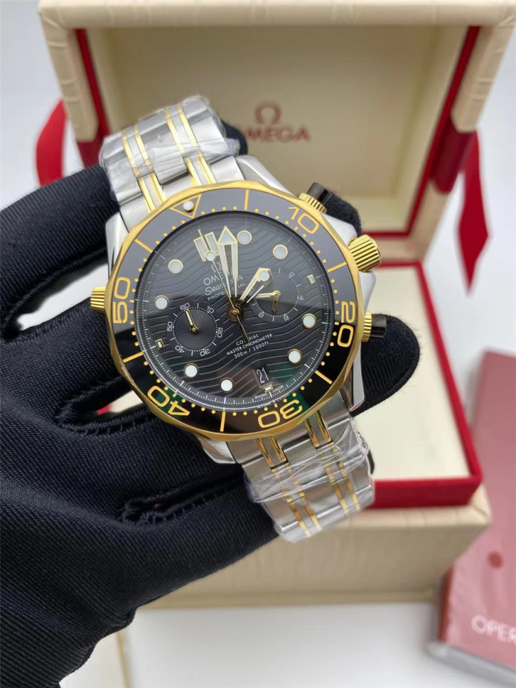 Men's Quartz Watch Chronograph 904L Stainless Steel 44mm-OG 90
