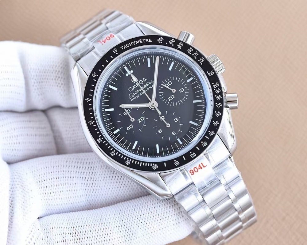 Men's Quartz Watch Chronograph 904L Stainless Steel 43 mm-OG 117