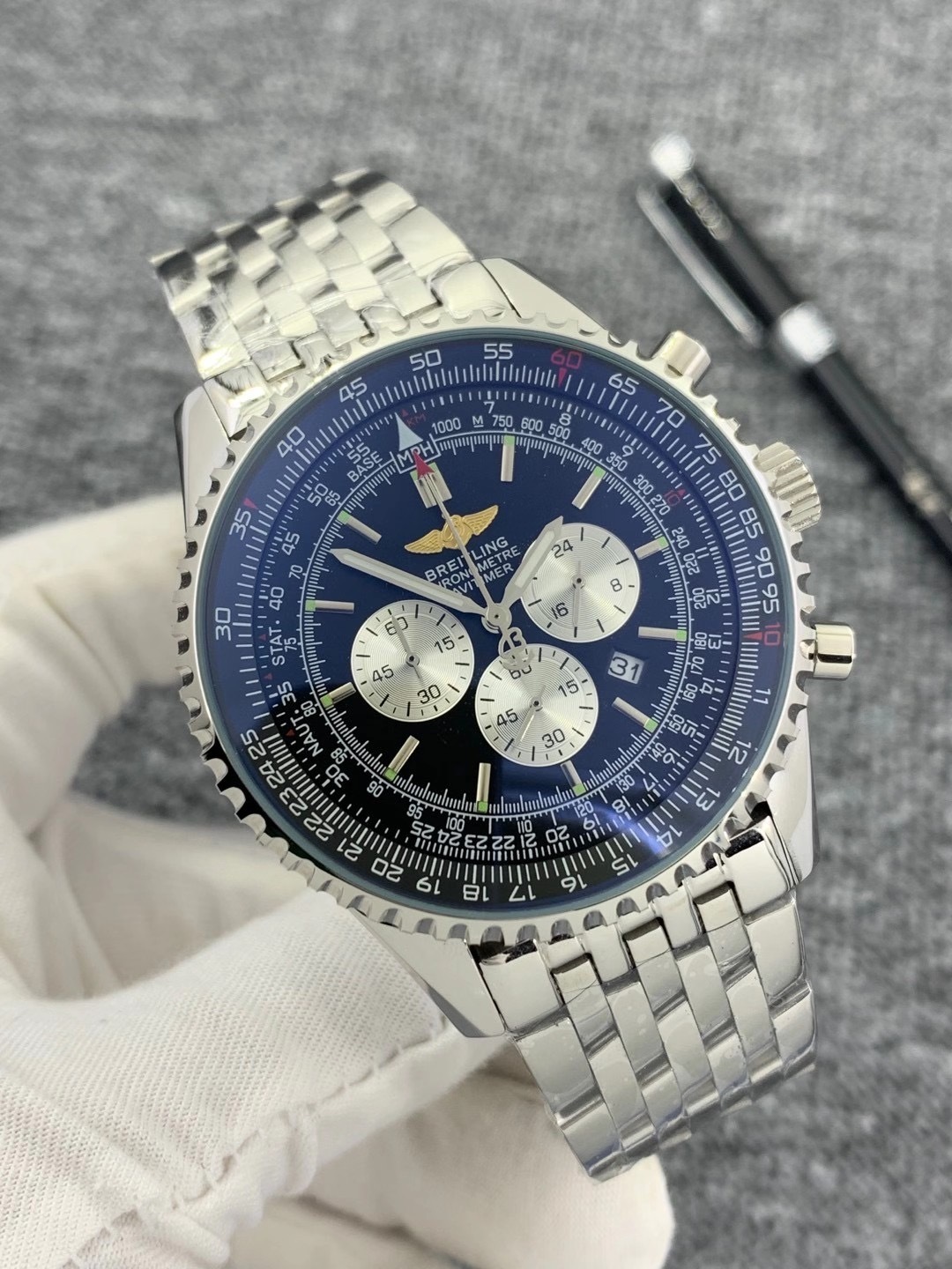 Men's Quartz Watch Chronograph 904L Stainless Steel 46 mm- BR 88