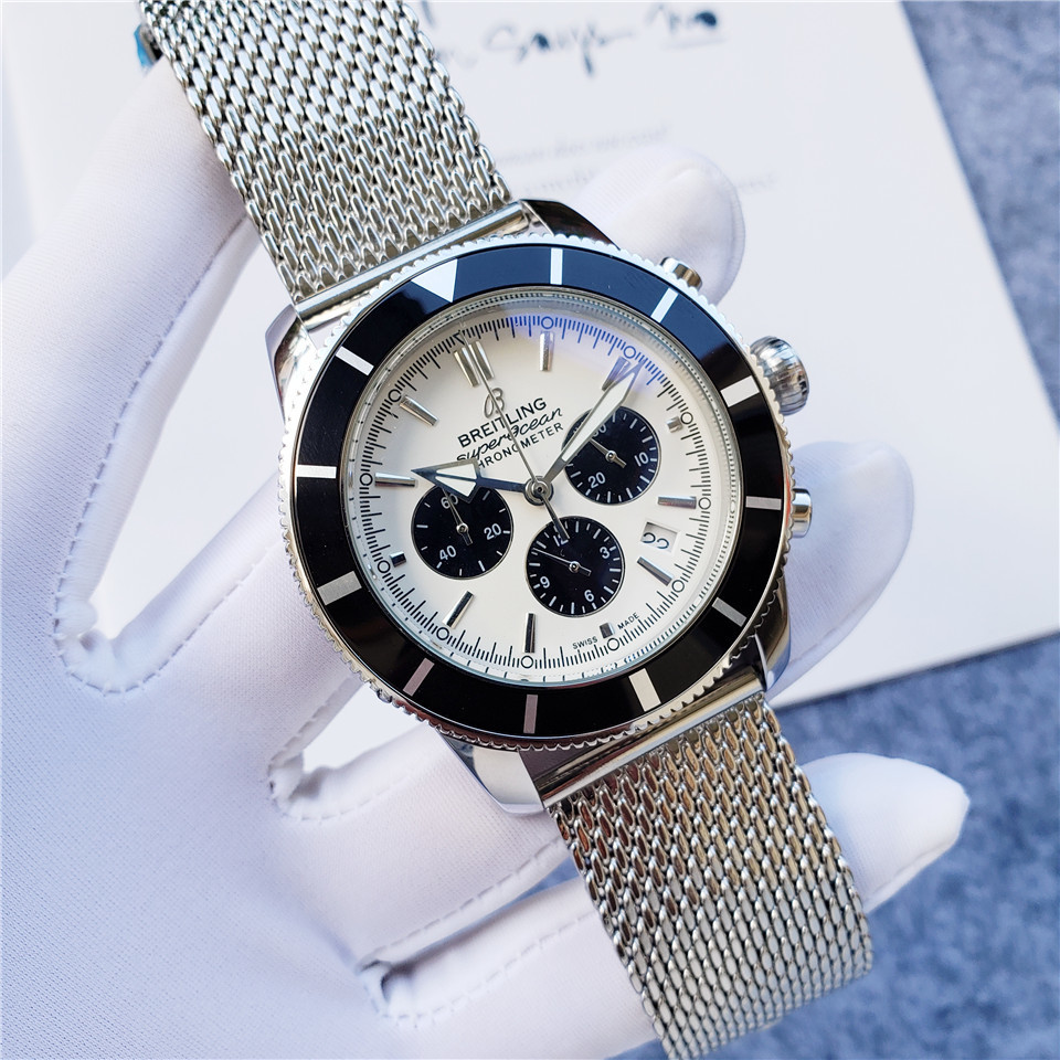 Men's Quartz Watch Chronograph 904L Stainless Steel 46 mm- BR 58