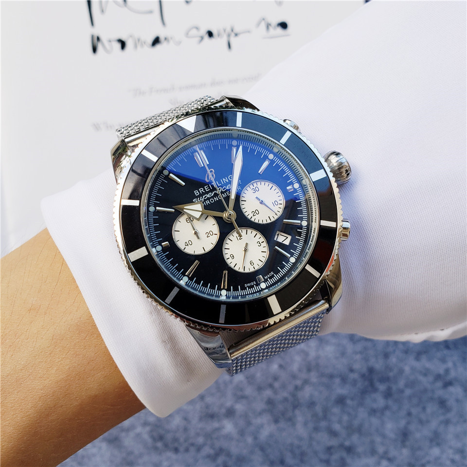 Men's Quartz Watch Chronograph 904L Stainless Steel 46 mm- BR 58