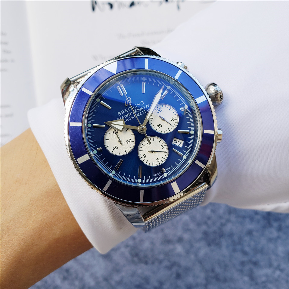 Men's Quartz Watch Chronograph 904L Stainless Steel 46 mm- BR 58