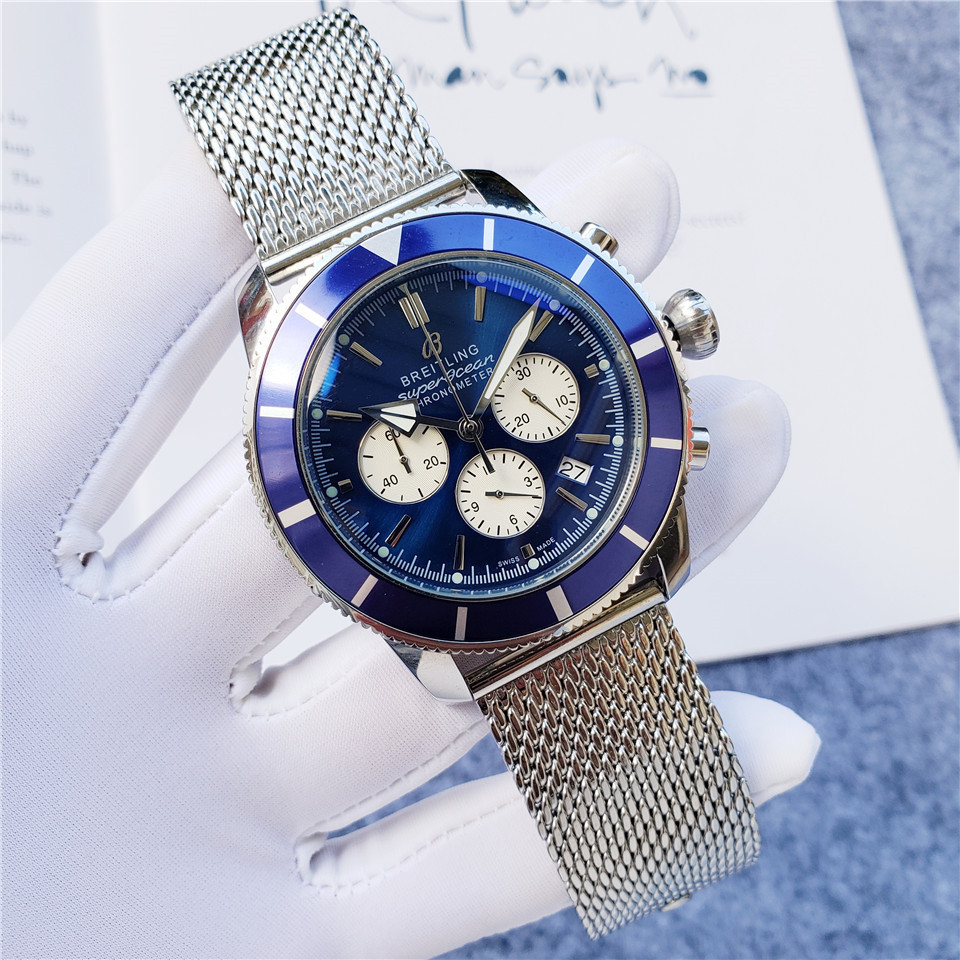 Men's Quartz Watch Chronograph 904L Stainless Steel 46 mm- BR 58