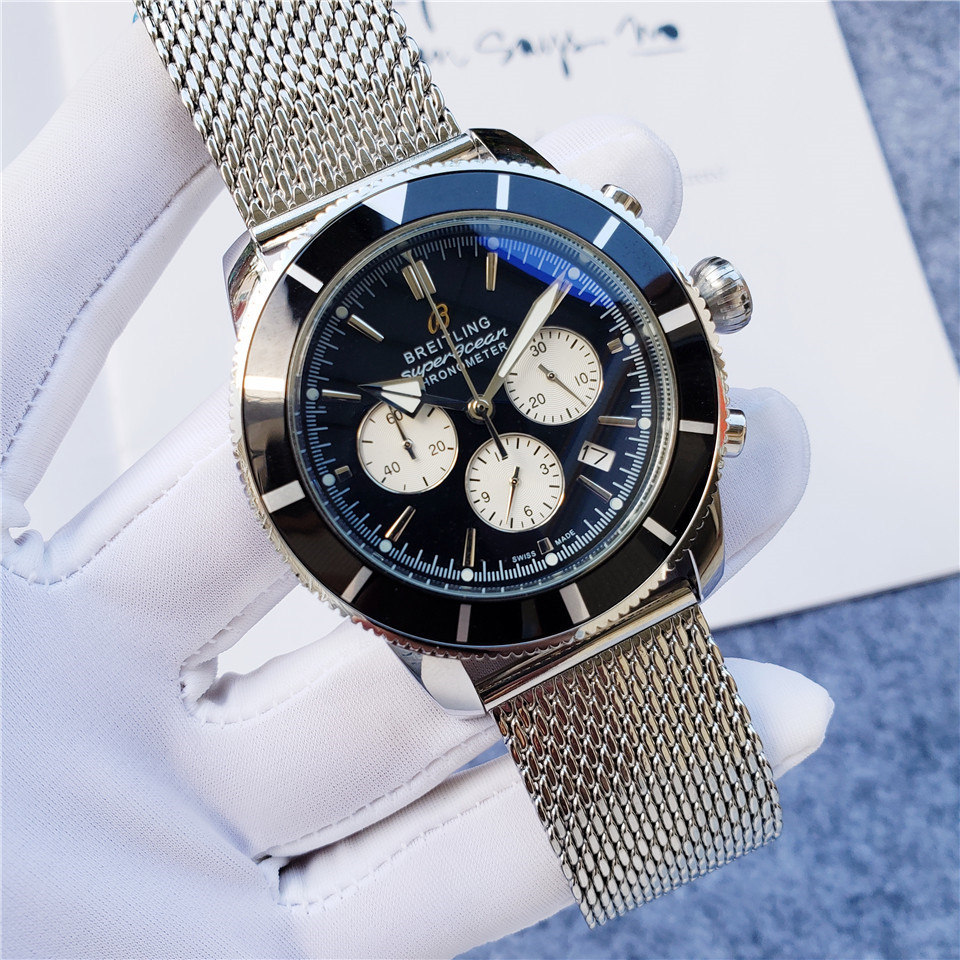 Men's Quartz Watch Chronograph 904L Stainless Steel 46 mm- BR 58