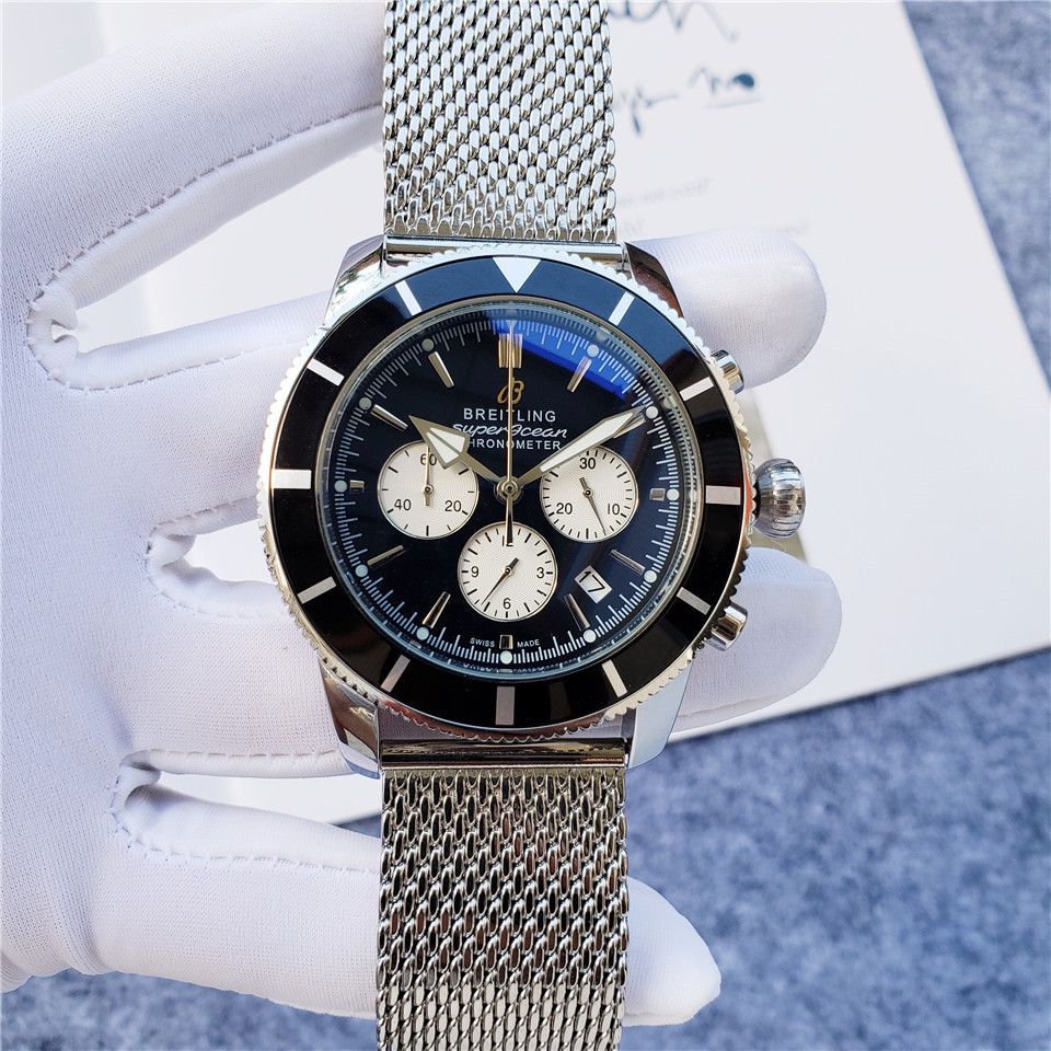 Men's Quartz Watch Chronograph 904L Stainless Steel 46 mm- BR 58