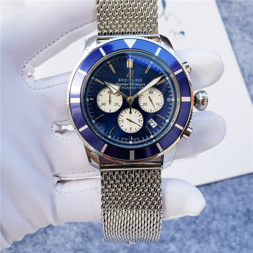 Men's Quartz Watch Chronograph 904L Stainless Steel 46 mm- BR 58