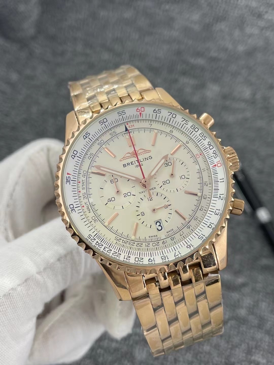 Men's Quartz Watch Chronograph 904L Stainless Steel 46 mm- BR 76