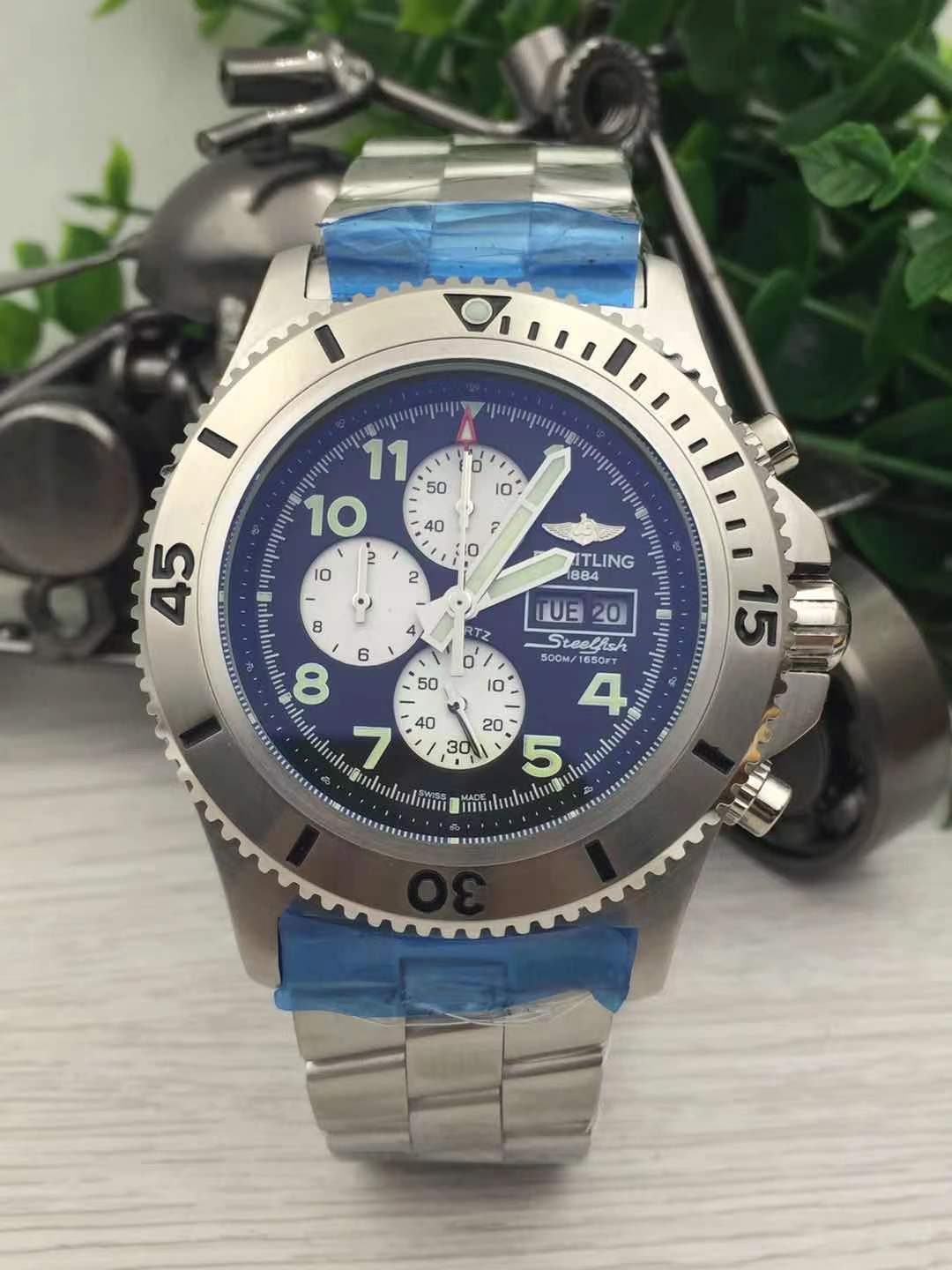 Men's Quartz Watch Chronograph 904L Stainless Steel 46mm- BR 167