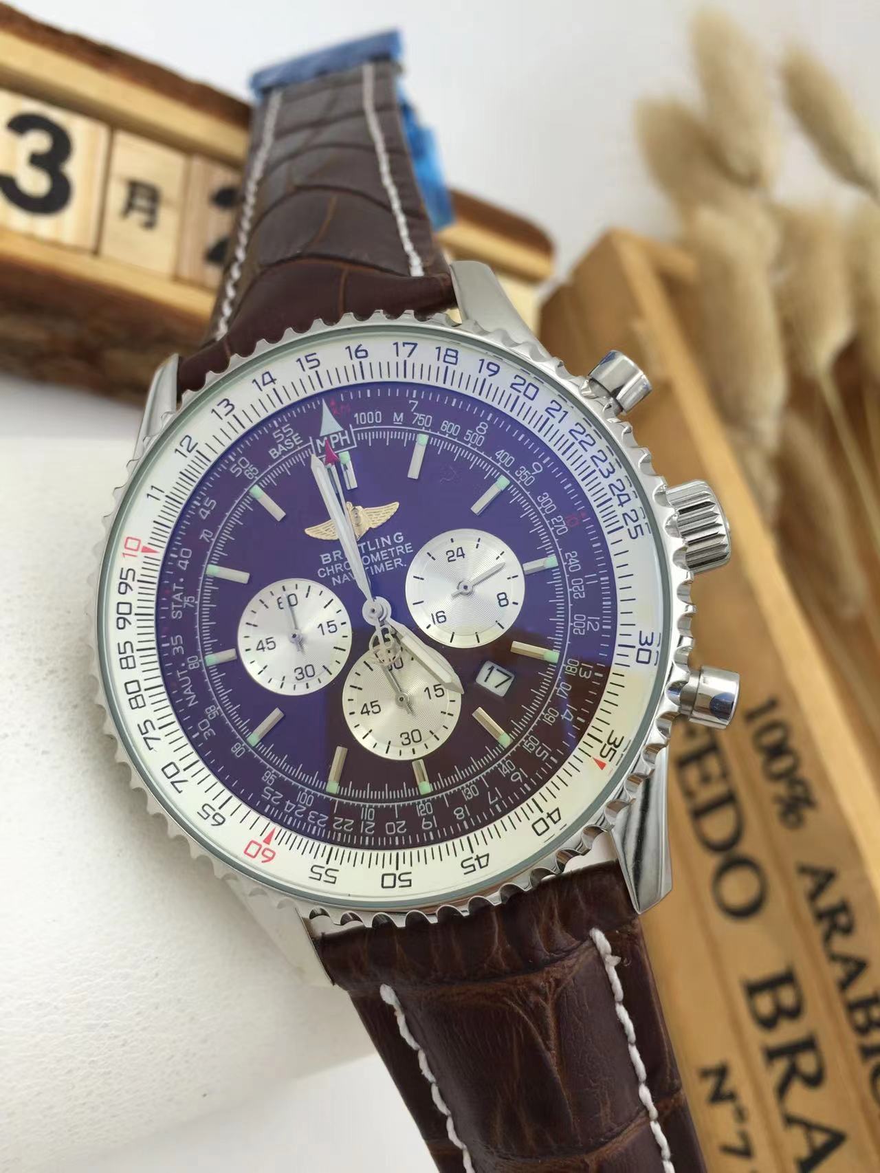 Men's Quartz Watch Chronograph 904L Stainless Steel 46mm- BR 189