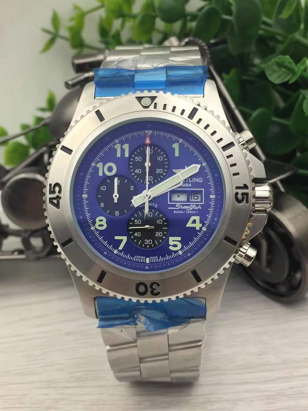 Men's Quartz Watch Chronograph 904L Stainless Steel 46mm- BR 167
