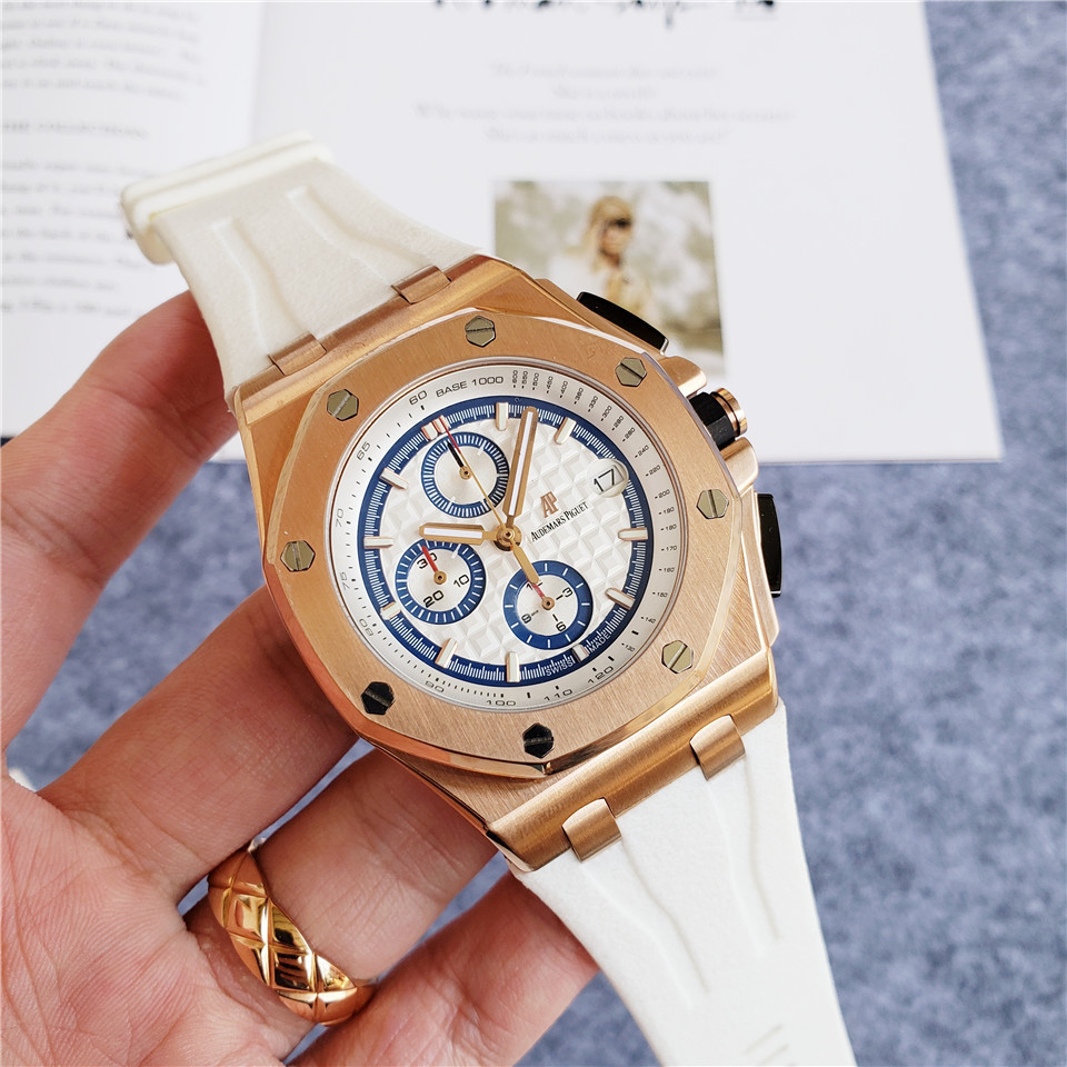 Men's Quartz Watch Chronograph 904L Stainless Steel 44mm- AP 43