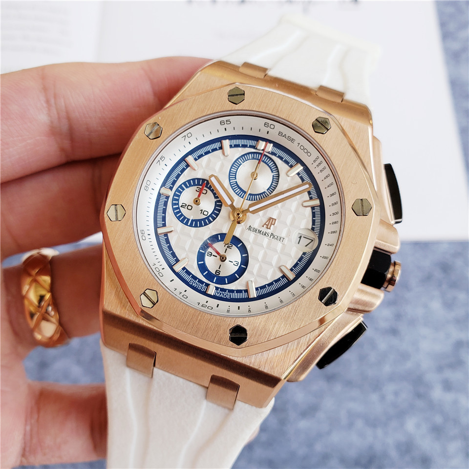 Men's Quartz Watch Chronograph 904L Stainless Steel 44mm- AP 43