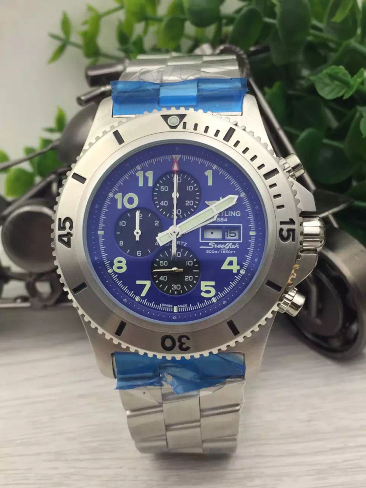 Men's Quartz Watch Chronograph 904L Stainless Steel 46mm- BR 150