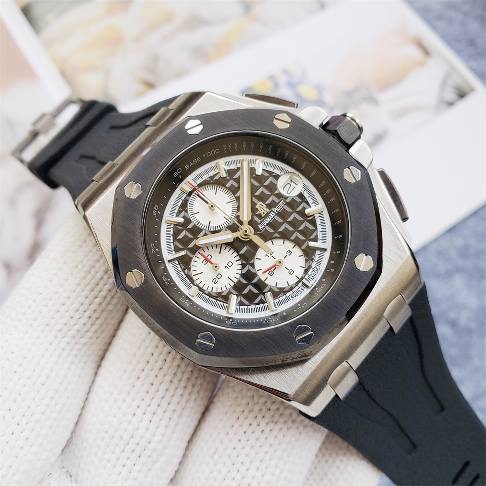 Men's Quartz Watch Chronograph 904L Stainless Steel 44mm- AP 74