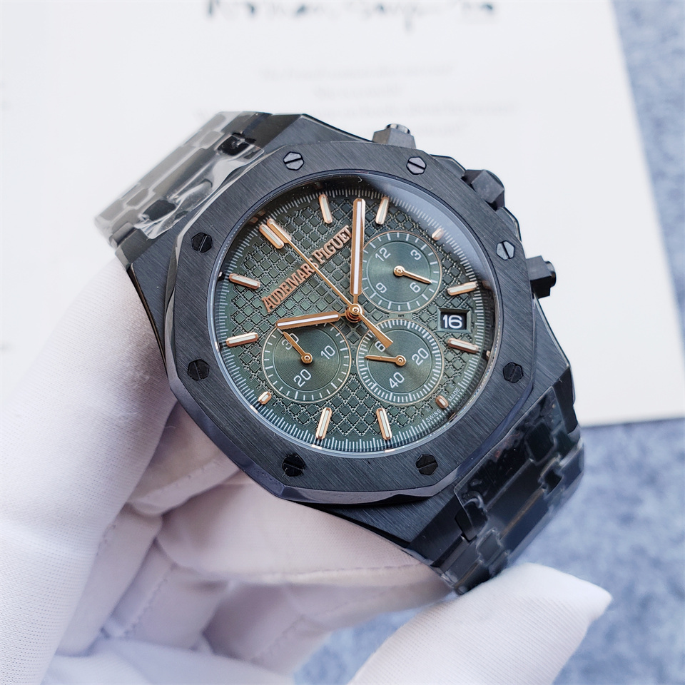 Men's Quartz Watch Chronograph 904L Stainless Steel 42mm- AP 68