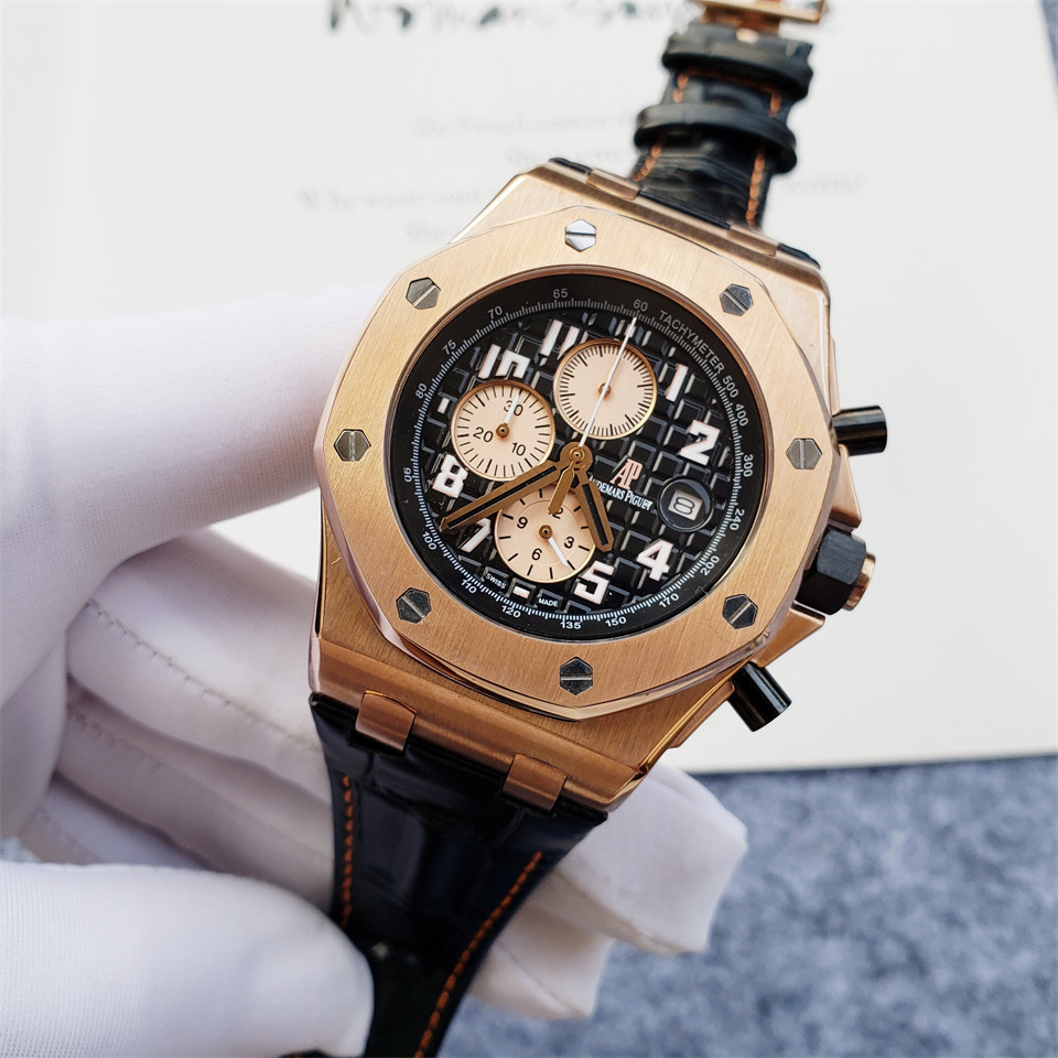 Men's Quartz Watch Chronograph 904L Stainless Steel 42mm- AP 64