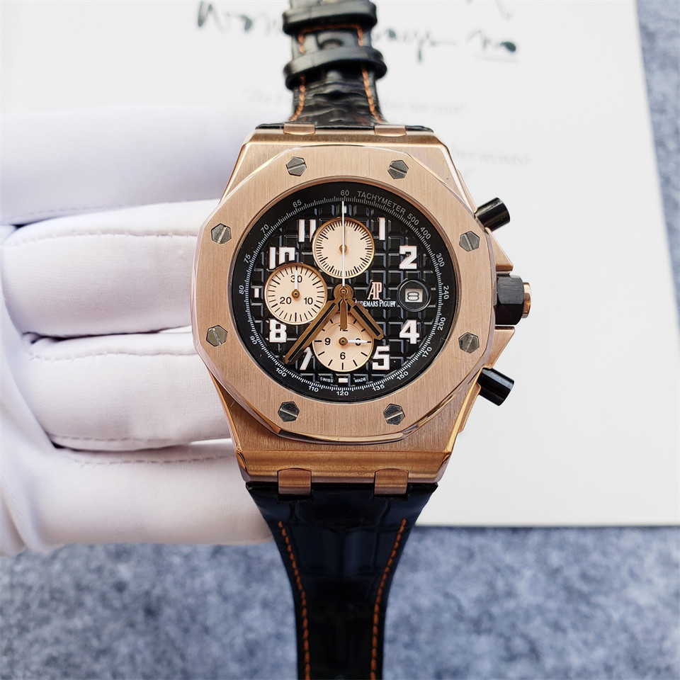 Men's Quartz Watch Chronograph 904L Stainless Steel 42mm- AP 64