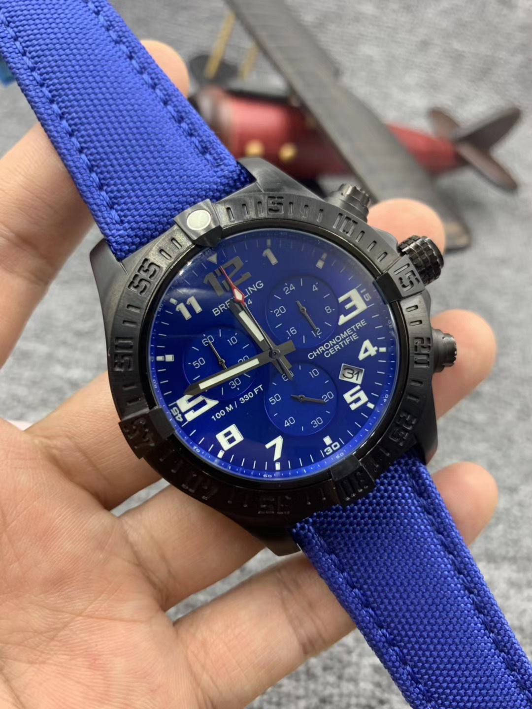 Men's Quartz Watch Chronograph 904L Stainless Steel 46mm- BR 120