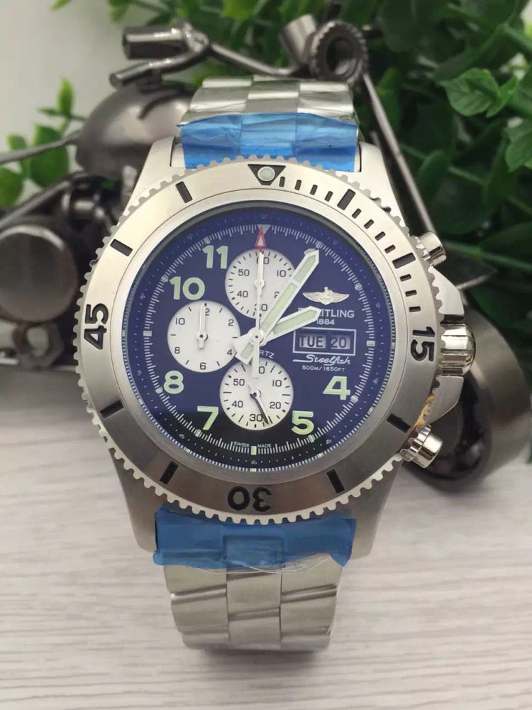 Men's Quartz Watch Chronograph 904L Stainless Steel 46mm- BR 150