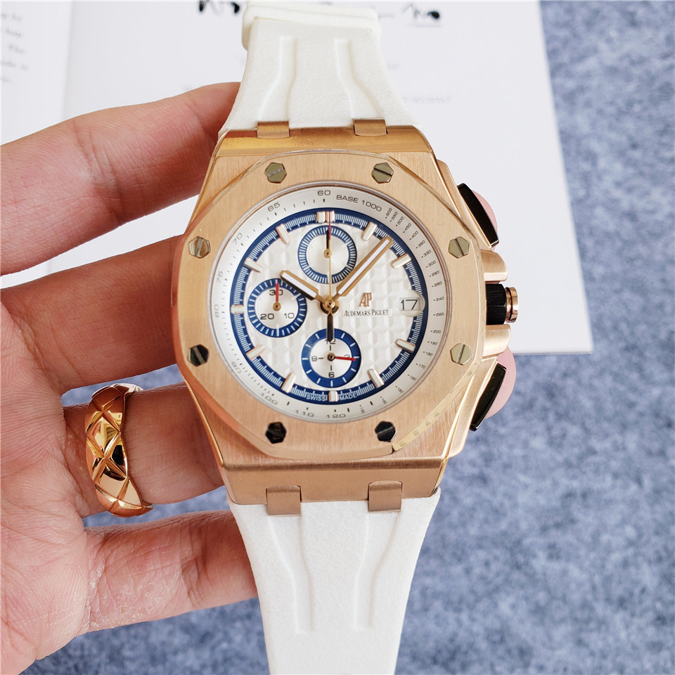 Men's Quartz Watch Chronograph 904L Stainless Steel 44mm- AP 43