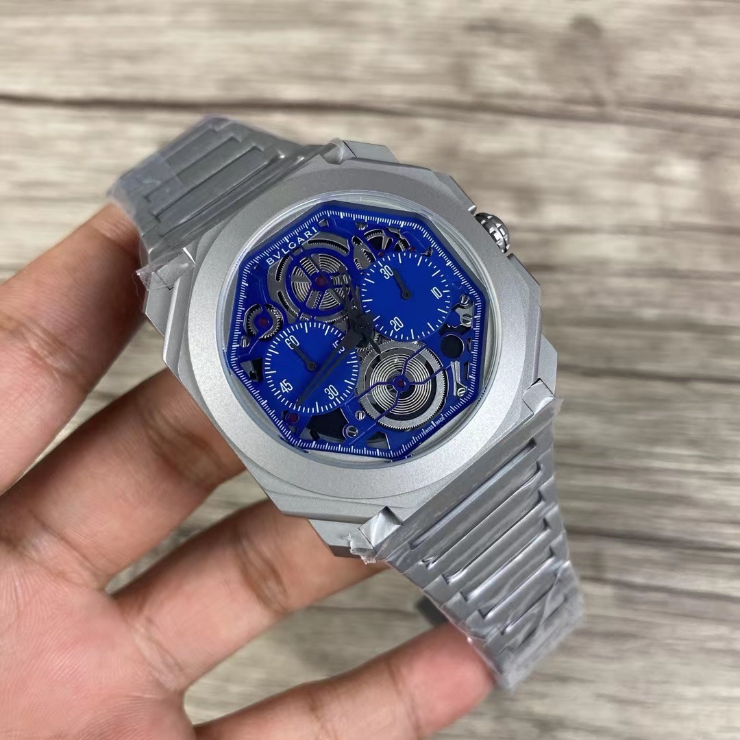 Men's Quartz Watch Chronograph 904L Stainless Steel 44 mm- BV 43