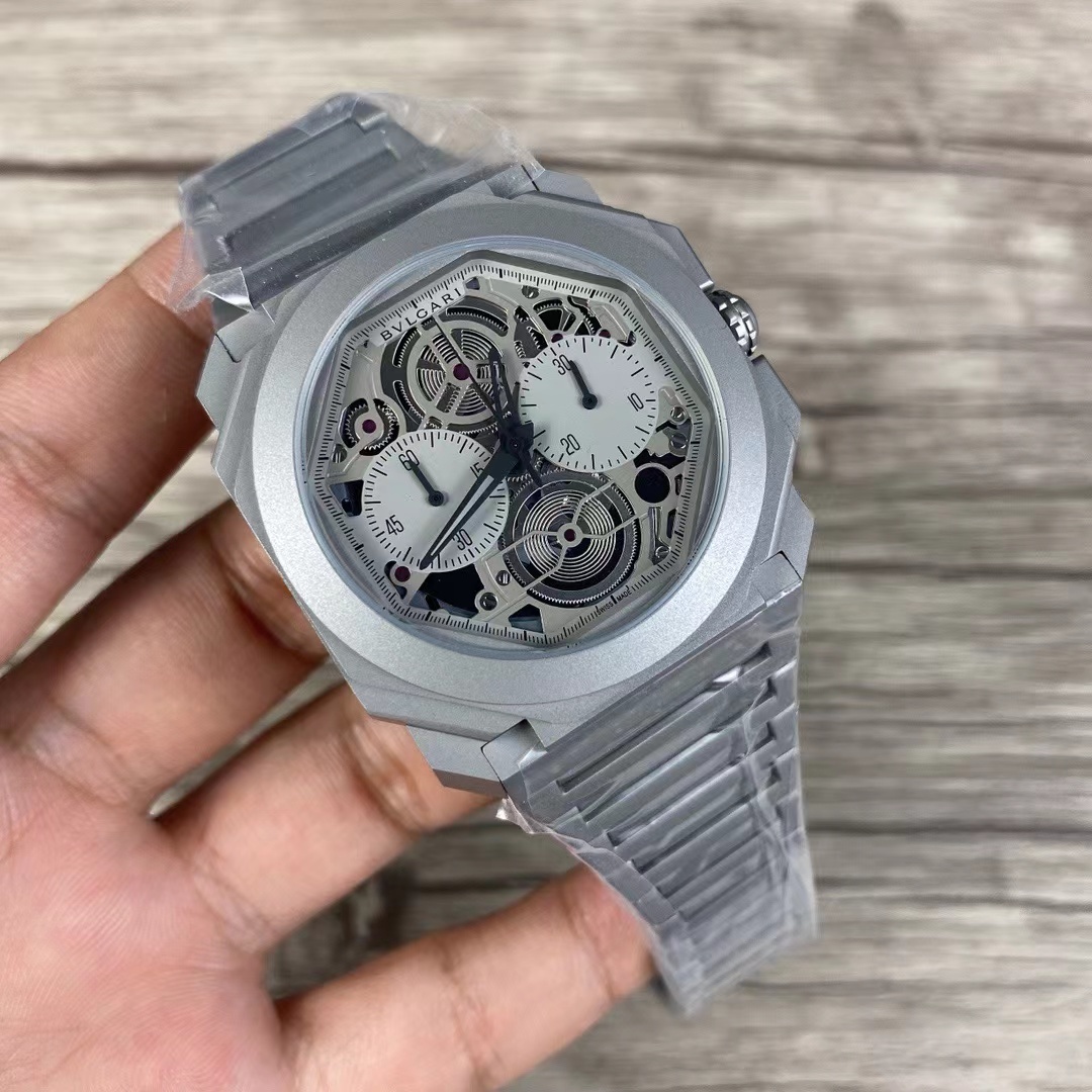 Men's Quartz Watch Chronograph 904L Stainless Steel 44 mm- BV 43