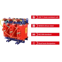 Professional 200 KVA Dry Type Isolation Transformer Customized Copper Aluminum 400V/11KV Output Voltage Three Phase Coil Power