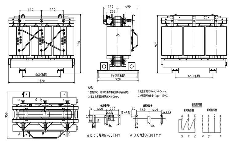工厂价格树脂浇注干式变压器 50KVA 100KVA 200KVA 315KV 400KVA 500KVA 600KVA 高达 2.5MVA 6.0KV 6.6KV 11KV