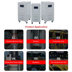Estabilizador de potência trifásico SCR de 30 kVA, 50 kVA, 60 kVA e 100 kVA com regulador de tiristor.
