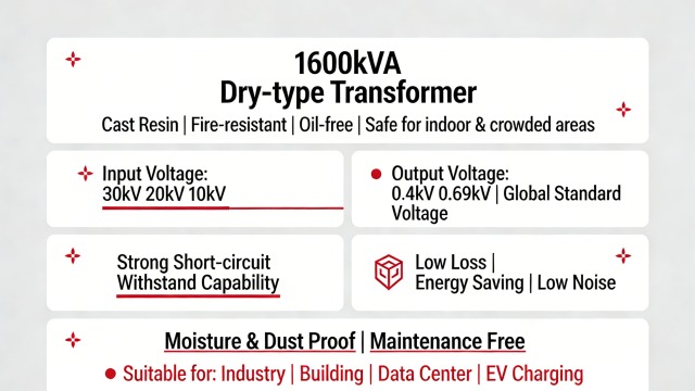 1600kva Dry Transformer 1500kva Three Phase Transformer 11KV 30KV 38.5KV for Industry Building Data Center with UL CE ROHS