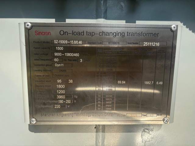 On Load Tap Changing Transformer 1500KVA 3 Phase Oil Immersed 11kV 15kV to 460V 60Hz Dyn11 Power Distribution Transformer