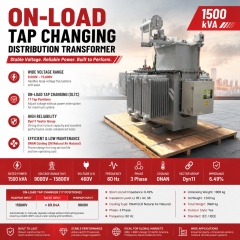 On Load Tap Changing Transformer 1500KVA 3 Phase Oil Immersed 11kV 15kV to 460V 60Hz Dyn11 Power Distribution Transformer