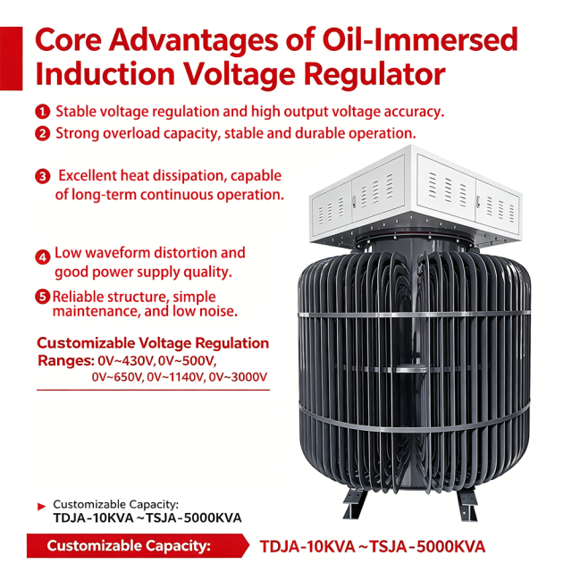 500KVA 1000KVA 2000KVA Oil Immersed Induction Voltage Regulator Three Phase 415V Voltage