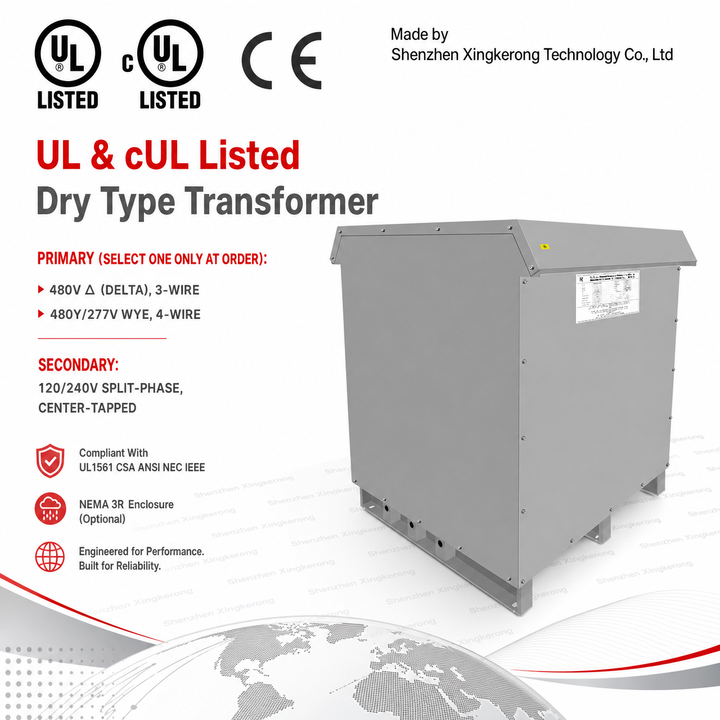 Split Phase  Center-tapped 480V to 120/240V Secondary Transformer Panel-mounted With UL Verified for Industrial  Equipment