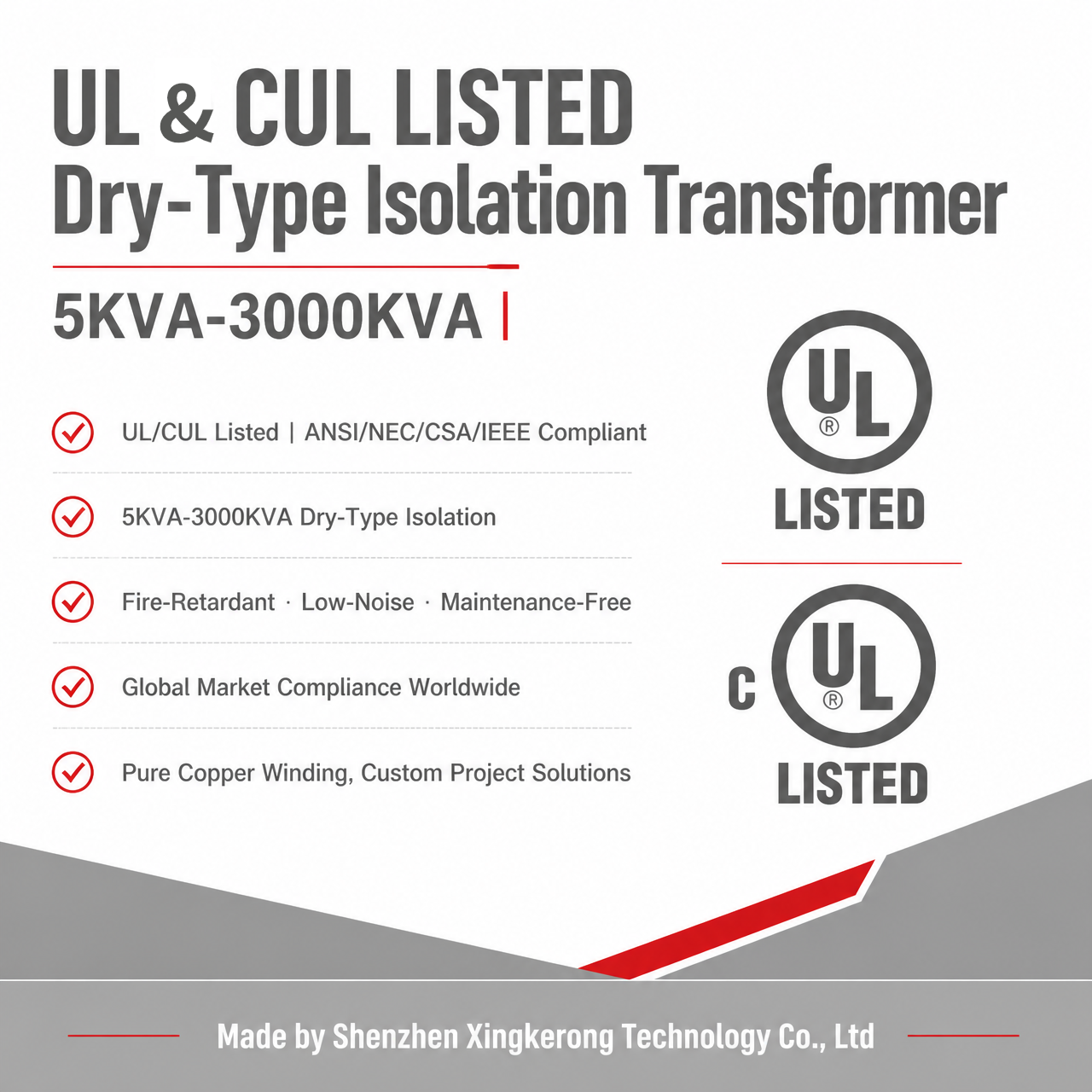 3 Phase Dry Type Isolation 3 Phase Transformer 600V 480V 440V 415V 380V 240V 230V 208V with UL CUL CE for Industry & Commerce