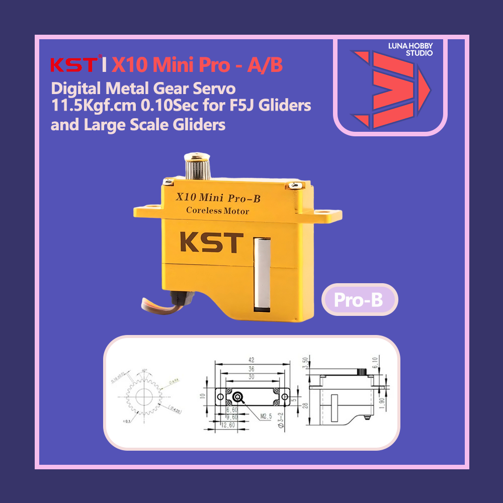 KST X10 Mini Pro Digital Metal Gear Coreless Servo 8.0Kgf.cm 0.08sec for Competition Gliders and Large Scale Gliders  |  @LUNA HOBBY STUDIO【LHS】